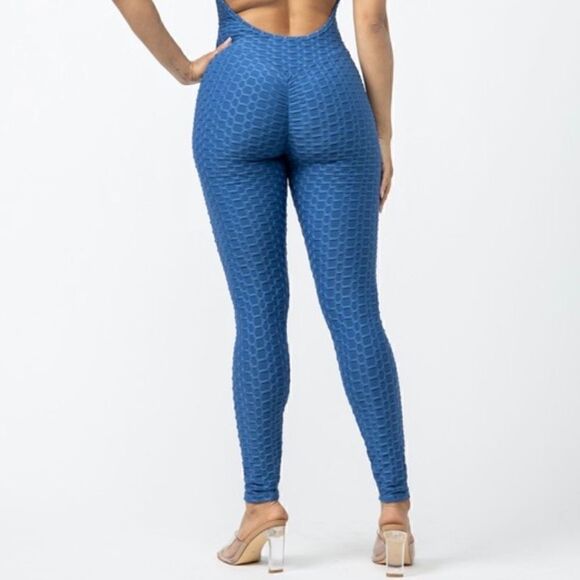 Blue Honeycomb Jumpsuit - Picture 4 of 6
